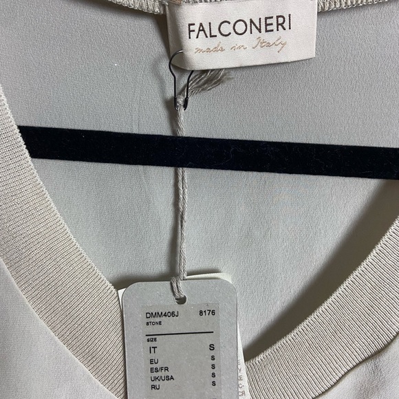 NWT Falconeri Designer Silk Off-White V-Neck Top, Size S - Picture 6 of 8
